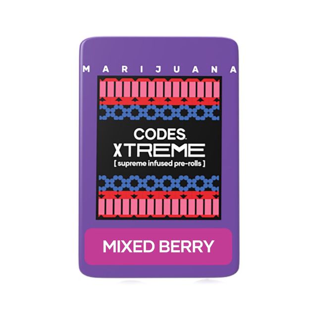 Photograph of product: Codes: Infused Pre-Roll Pack | Mixed Berry x Grape Gossip | 0.7g ea | 3pk