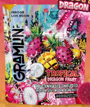 Photograph of product: 10pk Tropical Dragon Fruit Live Rosin Gummies - Gramlin