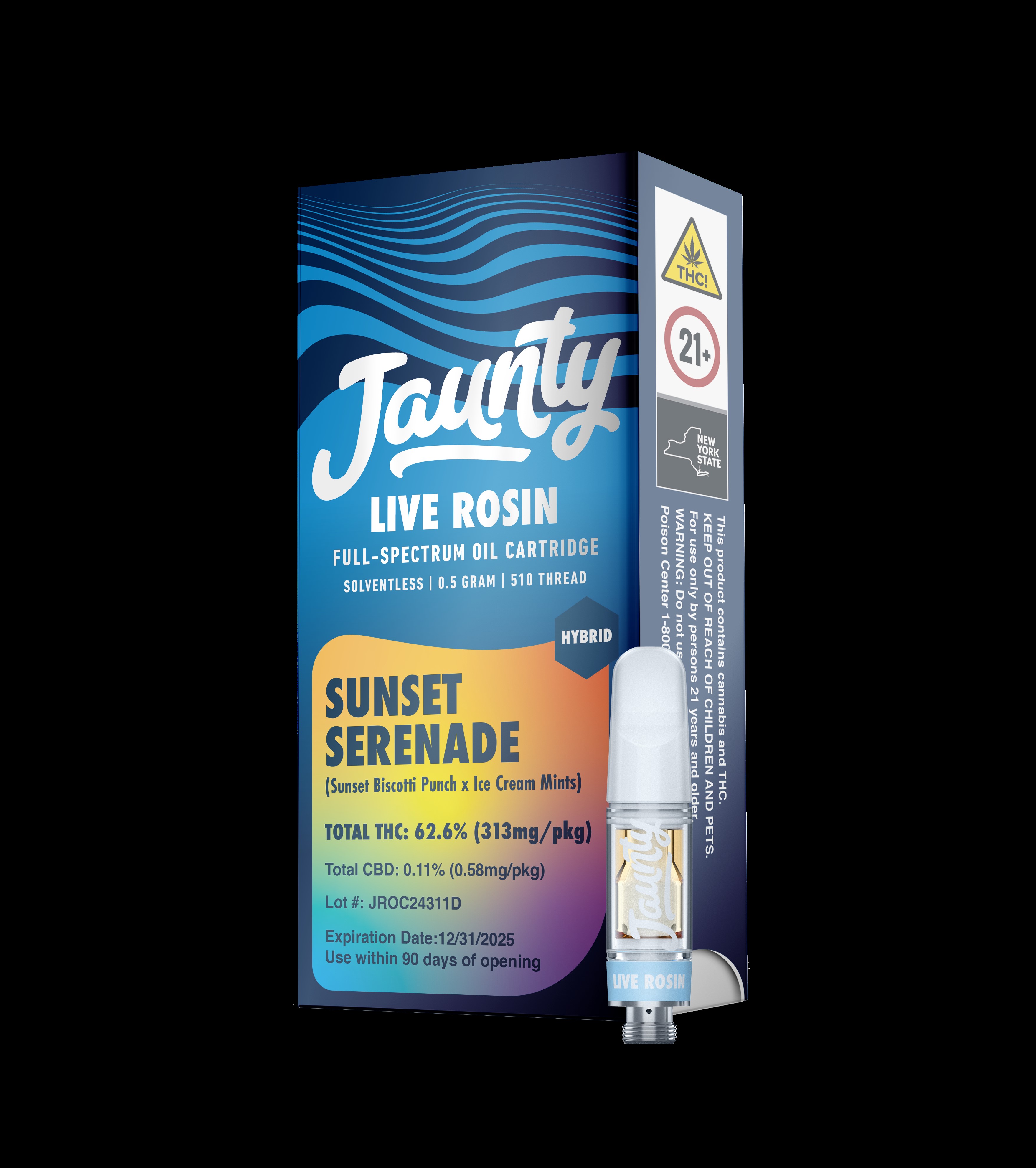 Photograph of product: JAUNTY | LIVE ROSIN VAPE CARTRIDGE | SUNSET SERENADE
