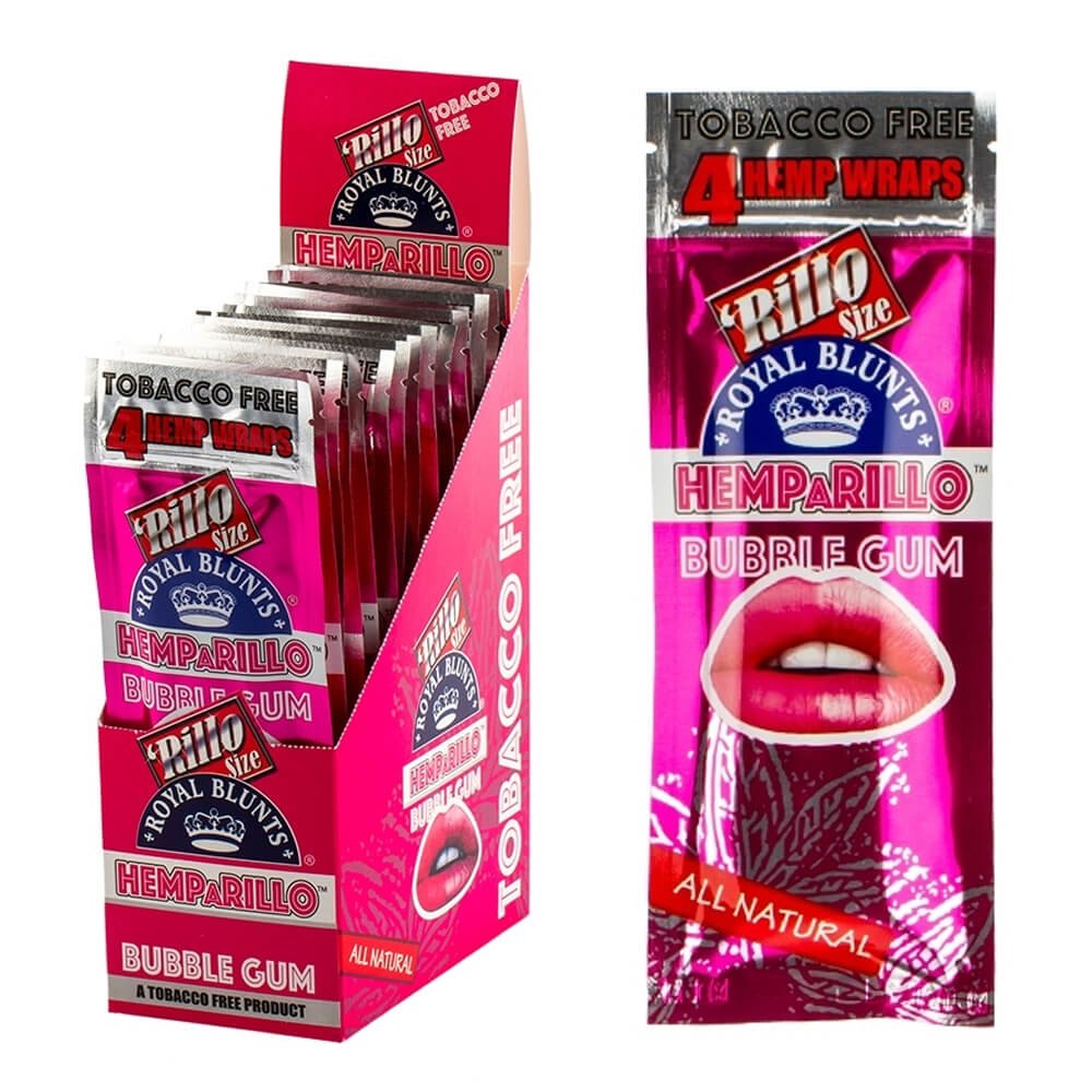 Photograph of Product: Royal Blunts Hemparillo Hemp Wraps Bubble Gum 4pk Cones $1 CASE-7A