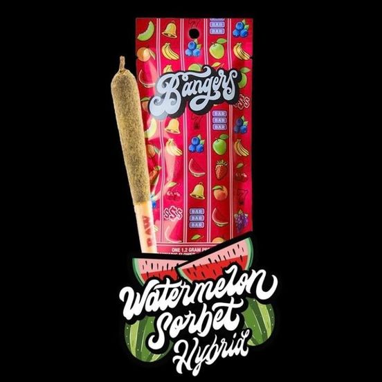 Photograph of product: D. Bangers 1.2g Triple Infused Pre Roll - Watermelon Sorbet - 