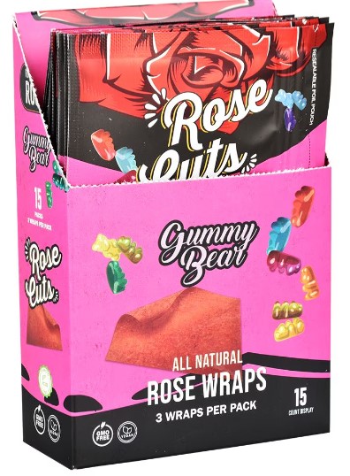 Photograph of product: Rose Cuts Pink Rose Wraps (3pk) (Gummy Bear)