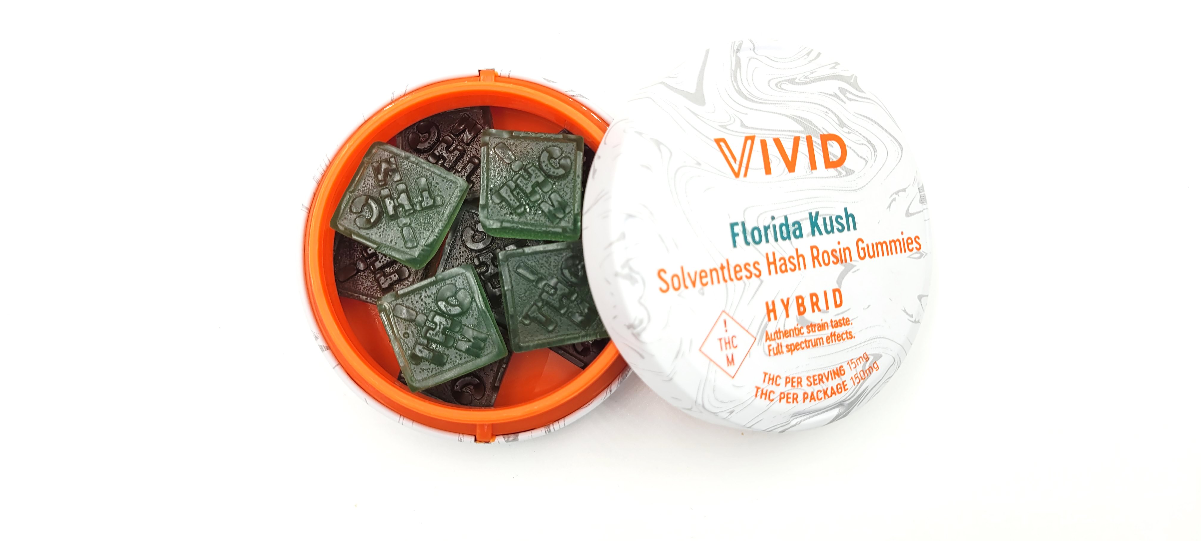 Photograph of product: Florida Kush - Vivid - 150mg Live Rosin Gummies