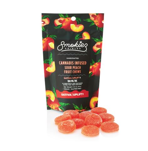 Photograph of product: Smokiez: Sour Peach | Oui'd | 100mg | 10pk