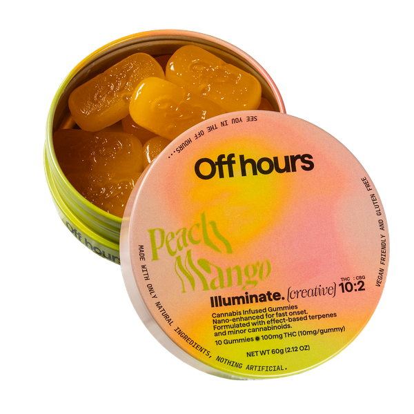Photograph of product: Off Hours | Illuminate Peach Mango | 10pk 100mg Gummies