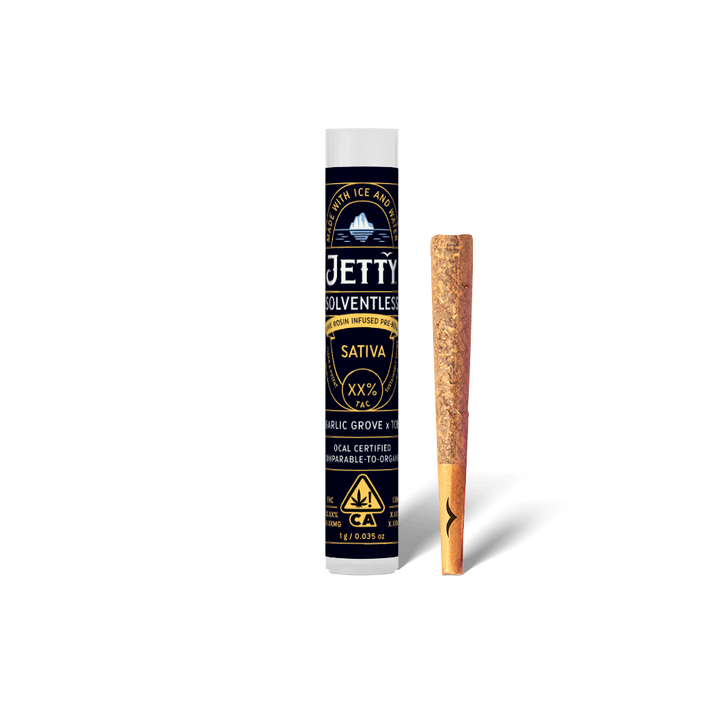 Photograph of product: JETTY - INFUSED PREROLL (SOLVENTLESS) - - Oui'd - GARLIC GROVE X TCB