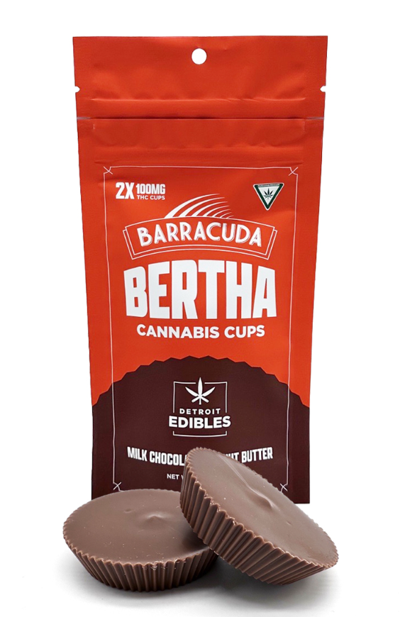 Photograph of product: BARRACUDA BERTHA CUPS | Edible | Chocolate | Milk Chocolate Peanut Butter | 2 x 100mg
