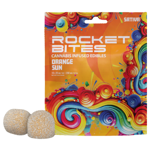 Photograph of product: Rocket Bites Orange Sun Oui'd Gummies 200mg TH-oui