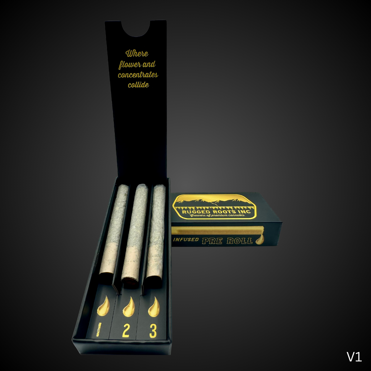 Photograph of product: Rugged Roots | Variety #1010 Infused Pre Roll 1.2g 3 Pack 3.6g