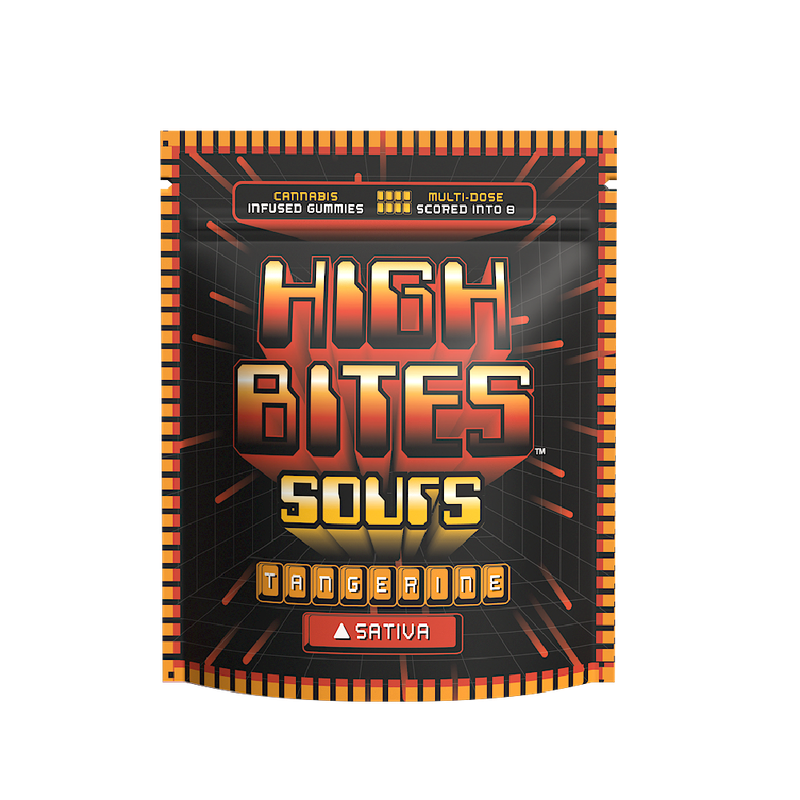 Photograph of product: High Bites: Sour Gummies | Tangerine | Oui'd | 800mg TH-oui | 10pk
