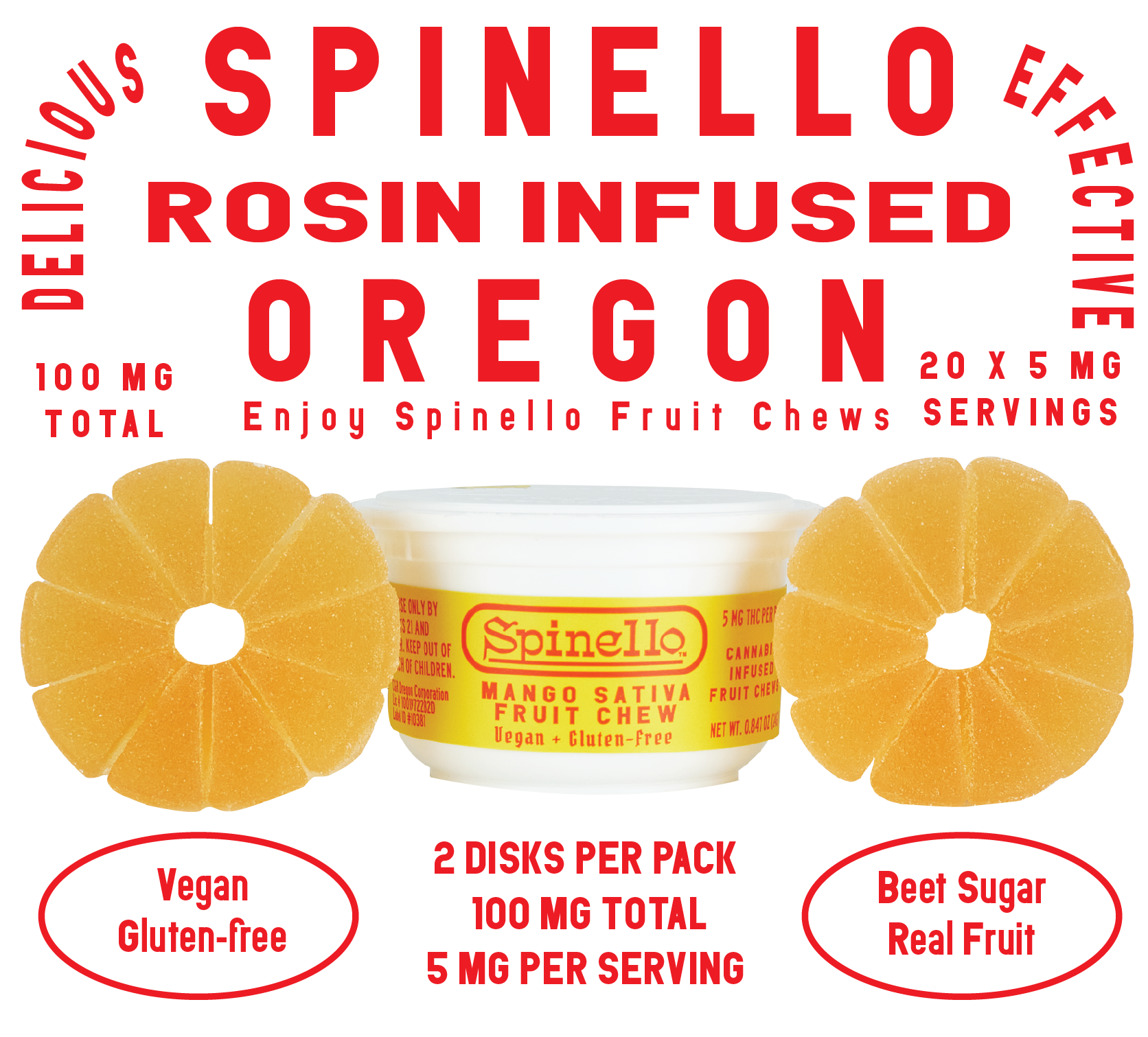 Photograph of Product: Mango - Spinello Rosin Gummies (10PK) - 95.20mg - 406 Farmacy