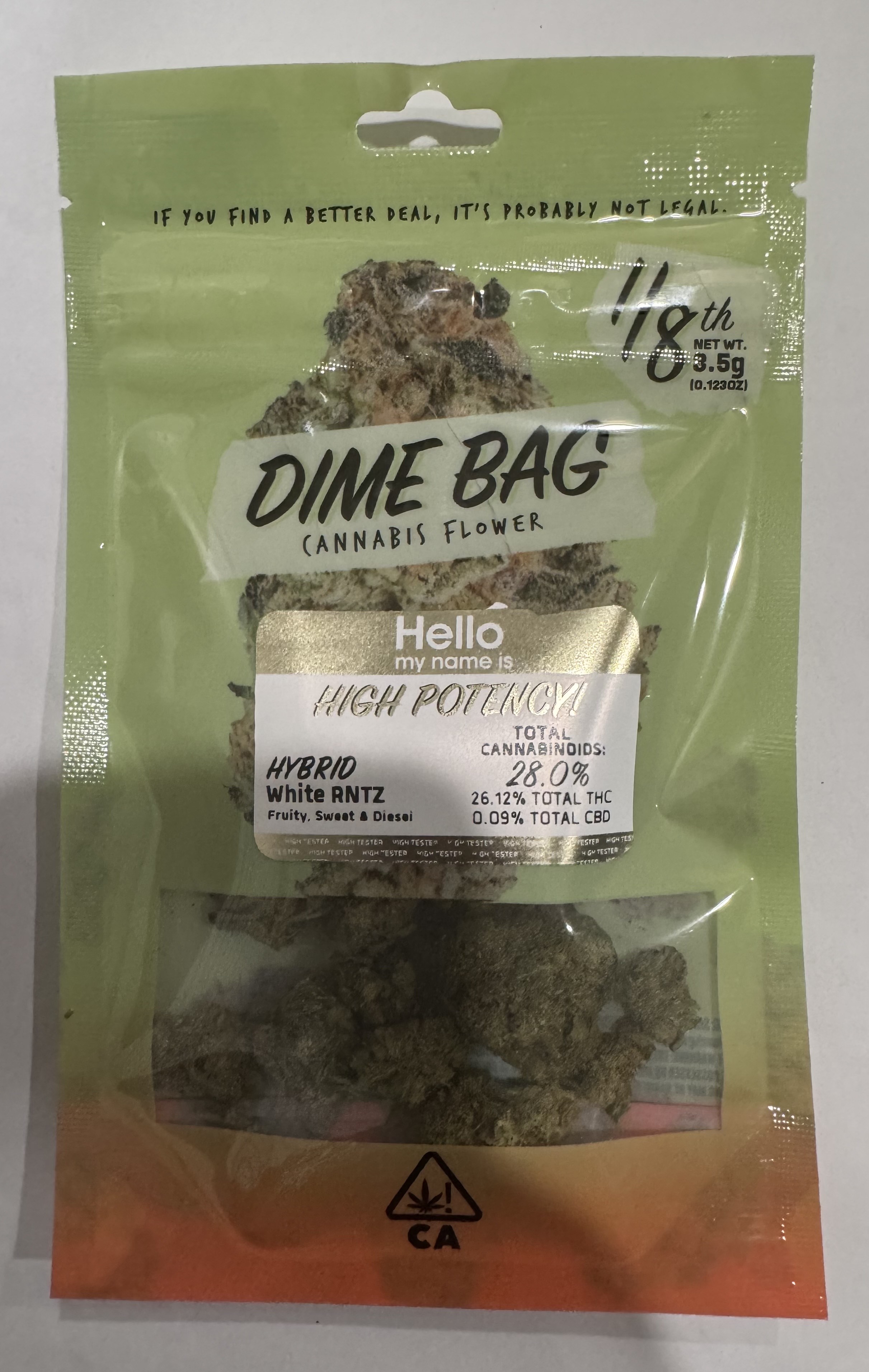 Photograph of product: WHITE RNTZ 3.5G FLOWER - 3.5 G