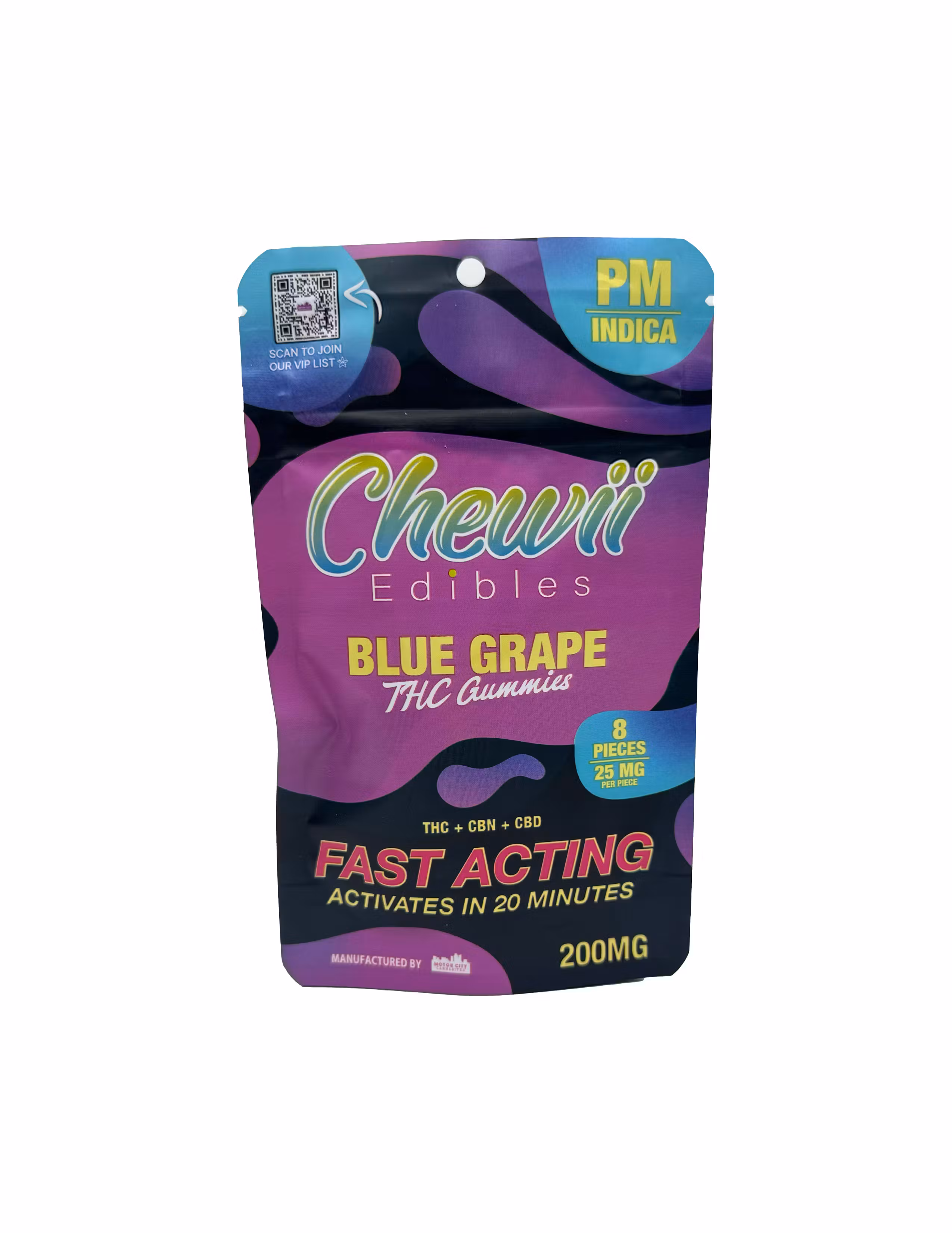 Photograph of product: Chewii - Blue Grape P.M. Oui'd 200mg Gummies