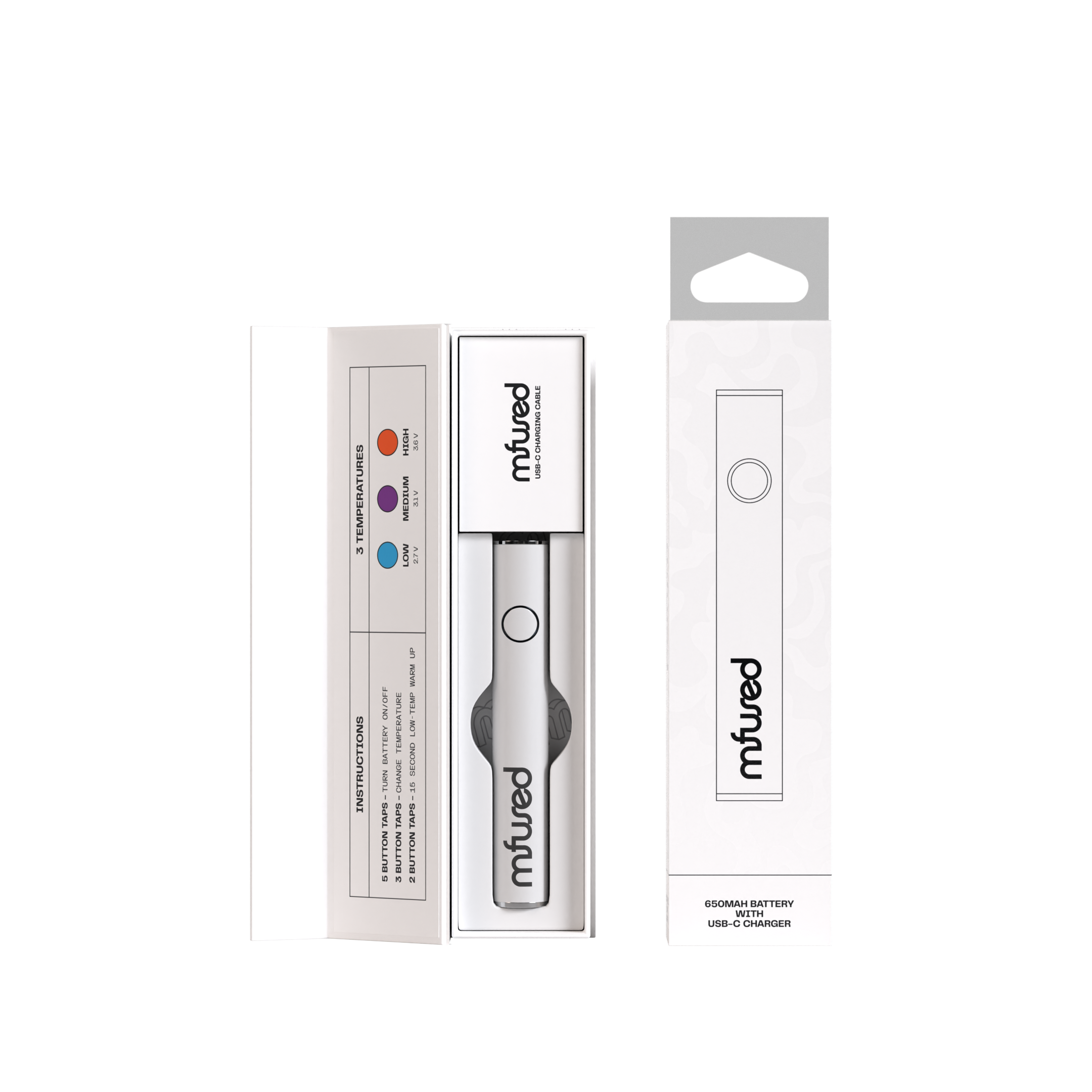Photograph of product: Mfused Smart Battery 650mAh - White