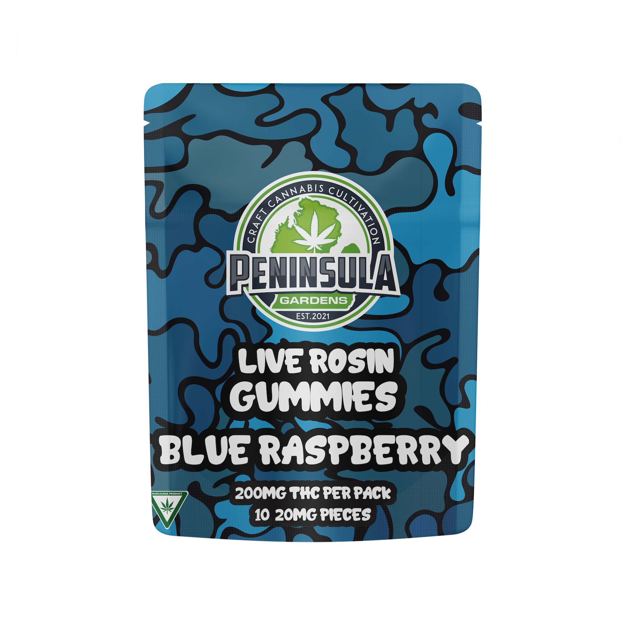 Photograph of product: Peninsula Garden | 200mg Rosin Gummies | Blue Raspberry