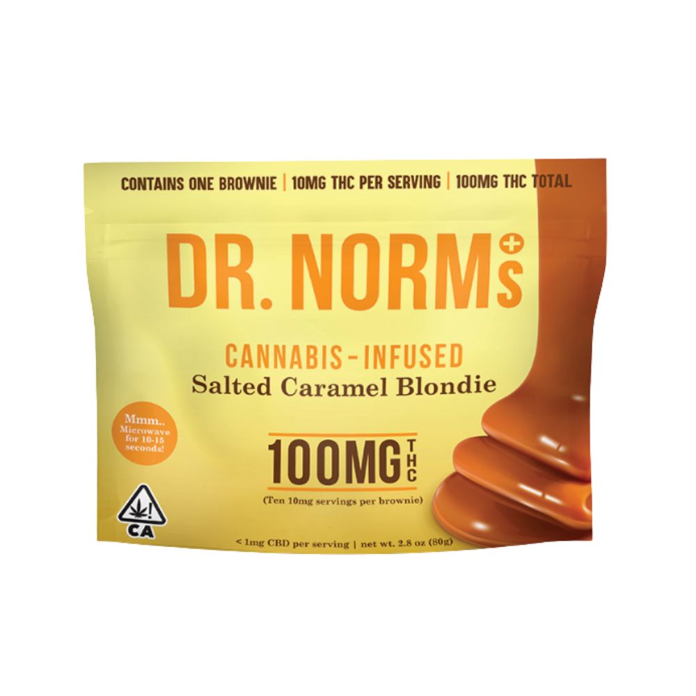 Photograph of product: SALTED CARAMEL BLONDIE BAR 100MG - DR. NORM'S