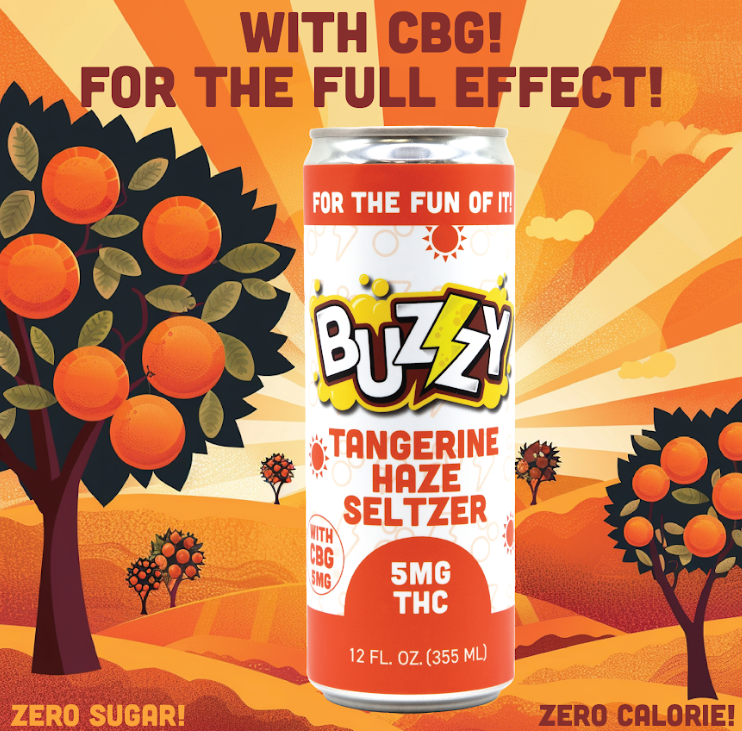Photograph of product: Tangerine Haze 1:1 Seltzer l 10mg - Buzzy