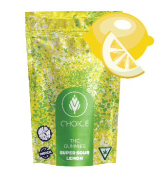 Photograph of product: Choice   100mg Chews   Super Sour Lemon