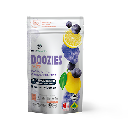 Photograph of product: Nano Doozies Plus - Blueberry Lemon + Lion's Mane 2:1:1 10pk