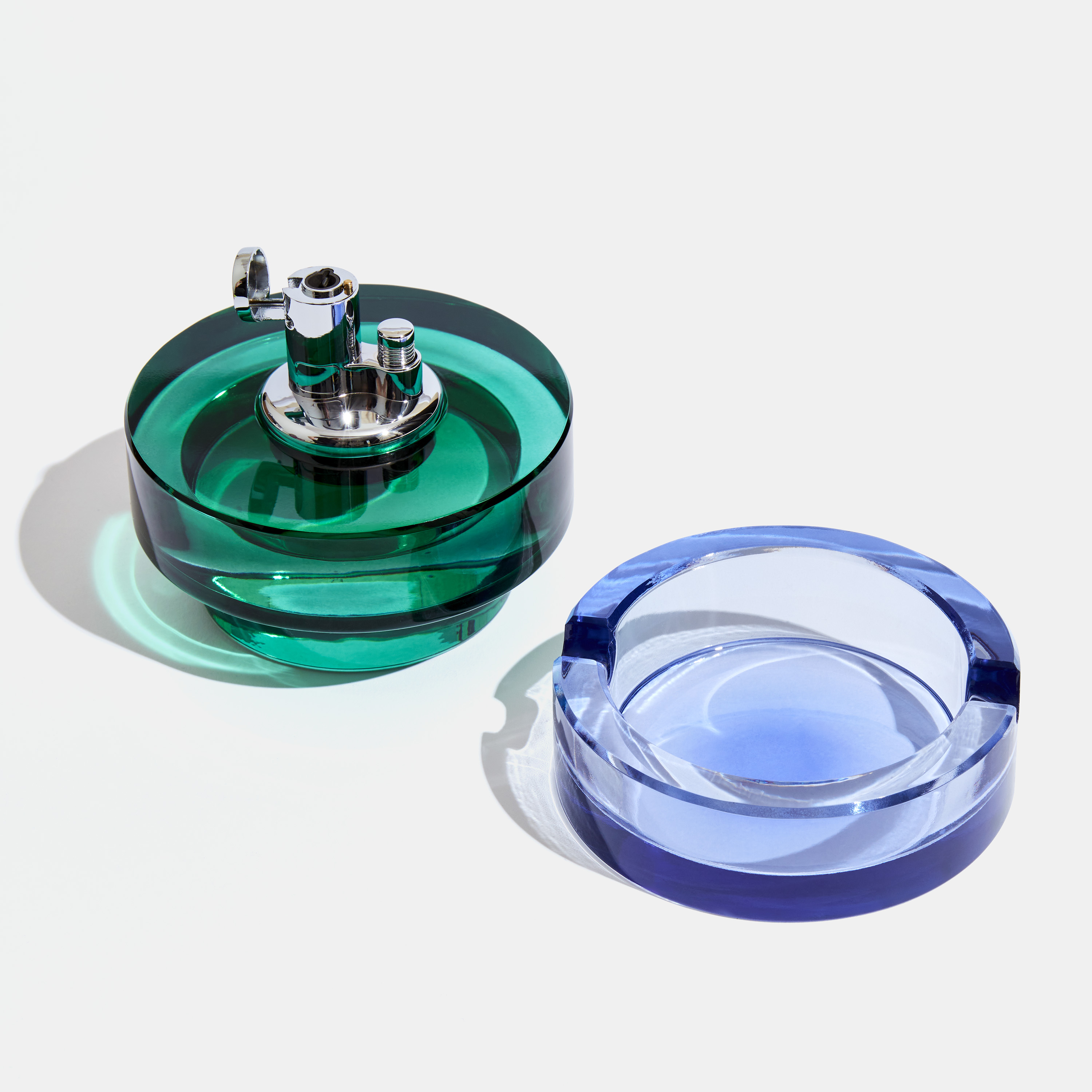 Photograph of product: Glass Table Top Lighter in Blue Algae