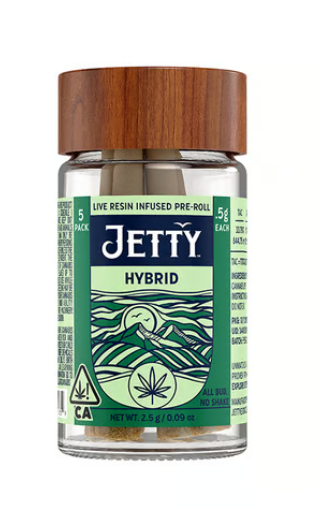 Photograph of product: Jetty Cadillac Grapes x Garlic Popz Hybrid Live Resin Preroll 0.5Gx5PK