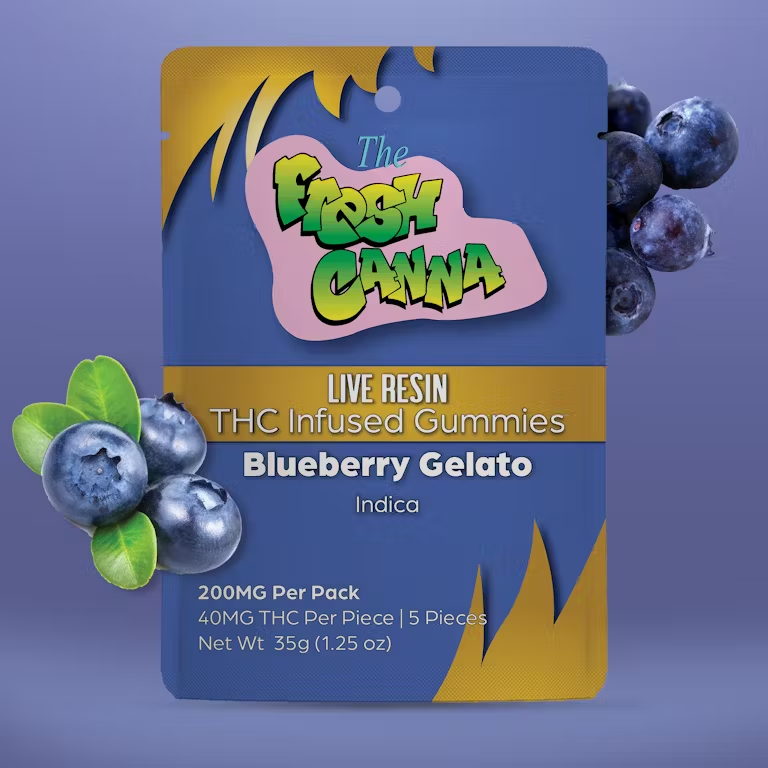 Photograph of product: Fresh Canna | Blueberry Gelato | Live Resin Gummies | 200mg