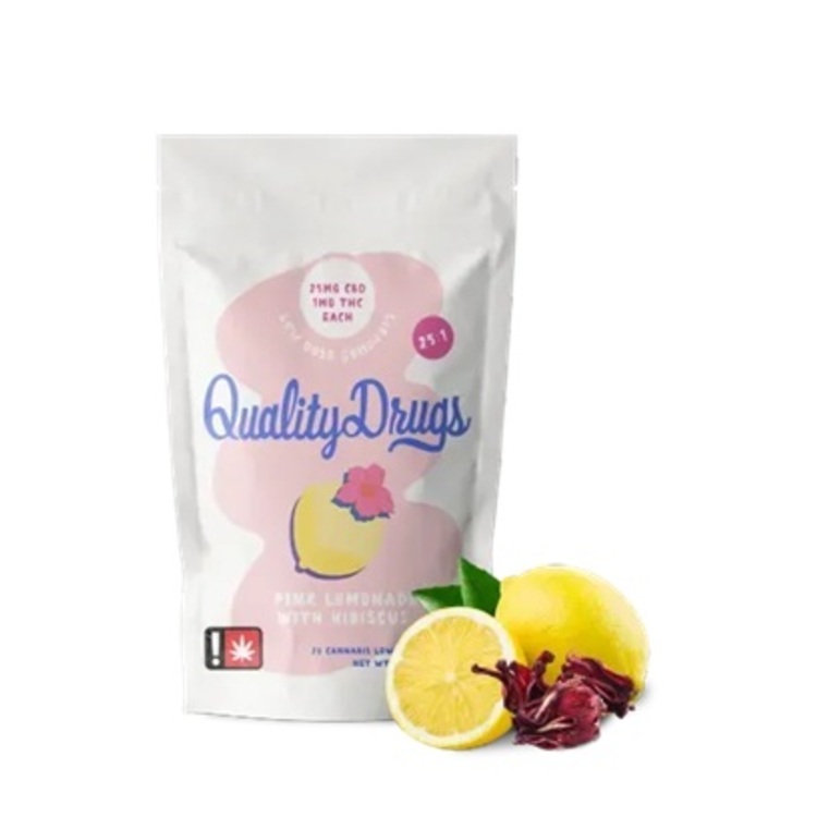 Photograph of product: Pink Lemonade w/ Hibiscus CBD 25:1 - 20mg TH-oui CBD 20 Gummies  - Quality Drugs
