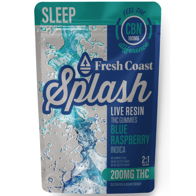 Photograph of product: Fresh Coast Splash - Blue Raspberry - 2:1 Sleep Gummies - 200mg  Oui'd