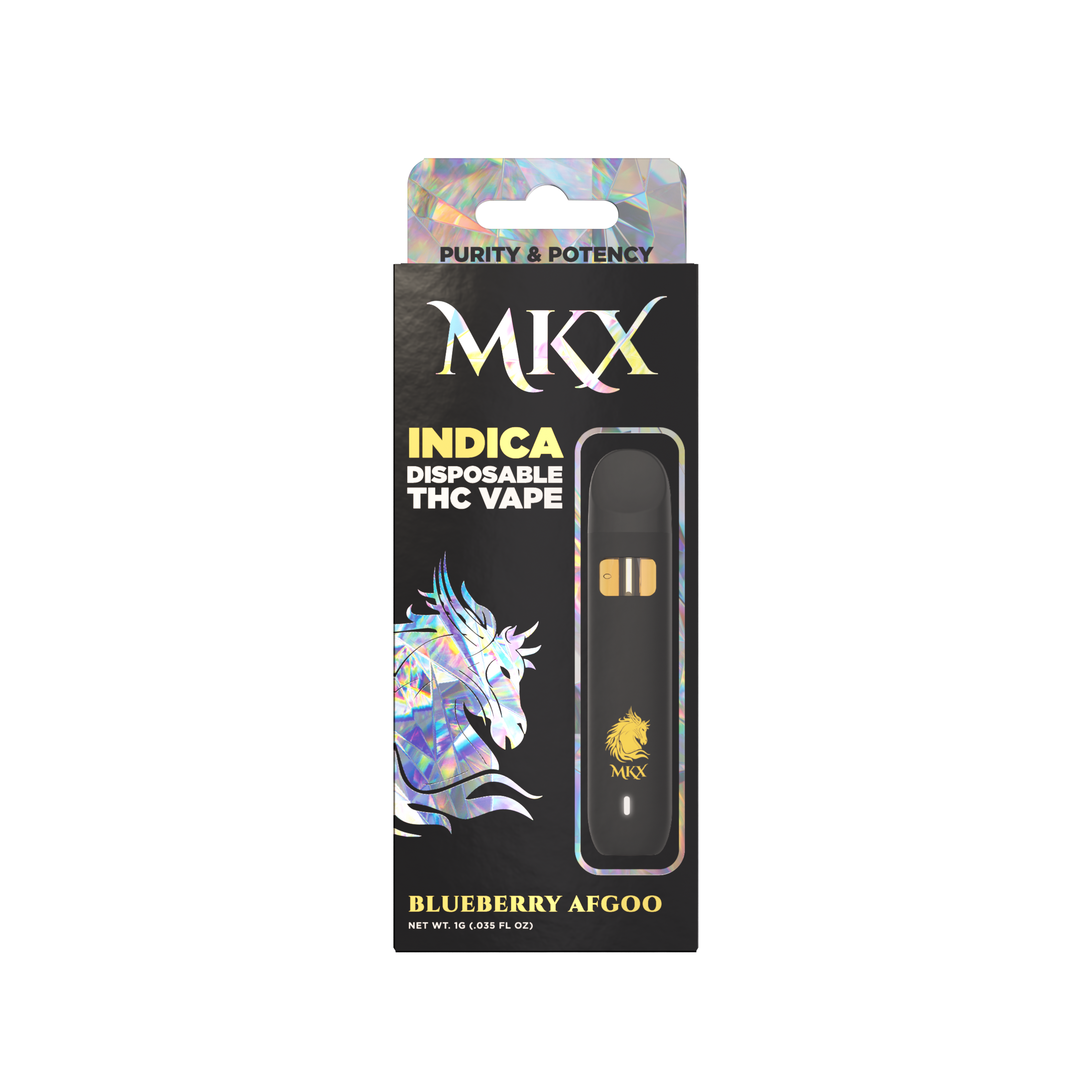 Photograph of product: 1g MKX Disposable - Blueberry Afgoo Disposable - Indica