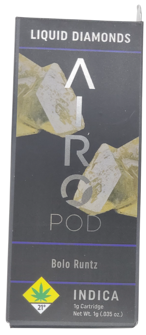 Photograph of product: Airo Liquid Diamonds Series VAPE Bolo Runtz Cart 1g