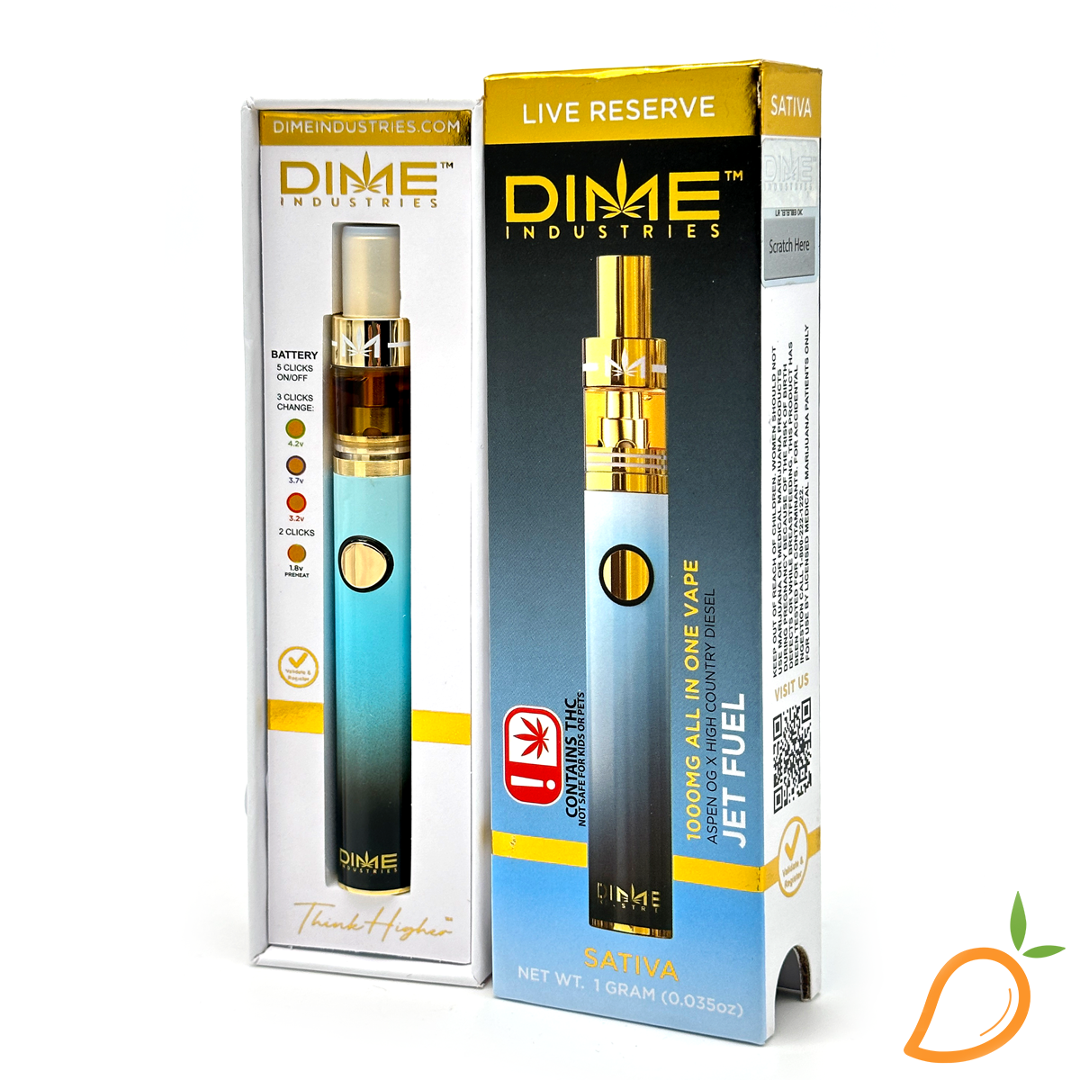 Photograph of product: 1g Jet Fuel Live Resin Disposable Vape Dime Industries