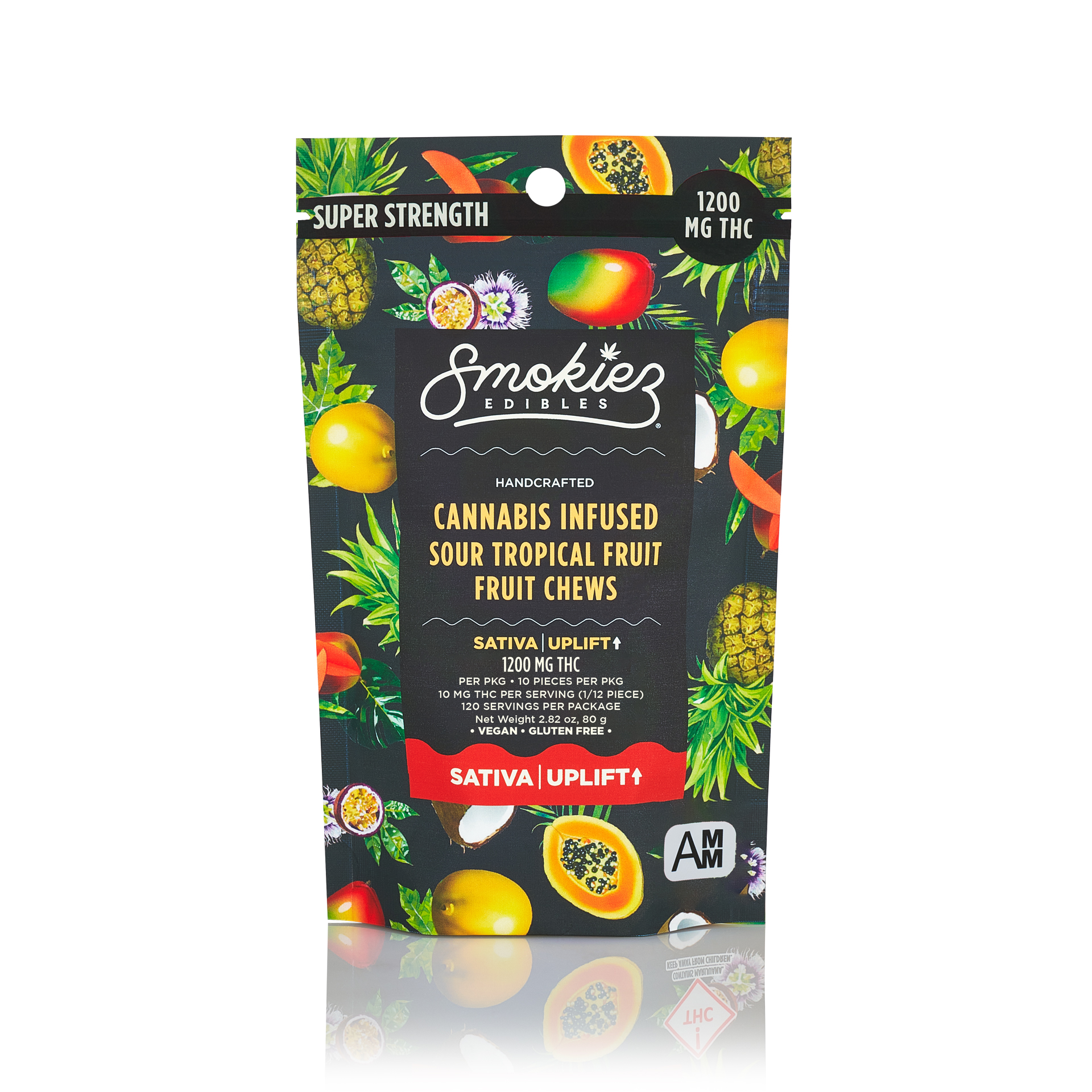 Photograph of product: Smokiez - Edible - Gummies - Sour Tropical Fruit - Oui'd - 1200MG