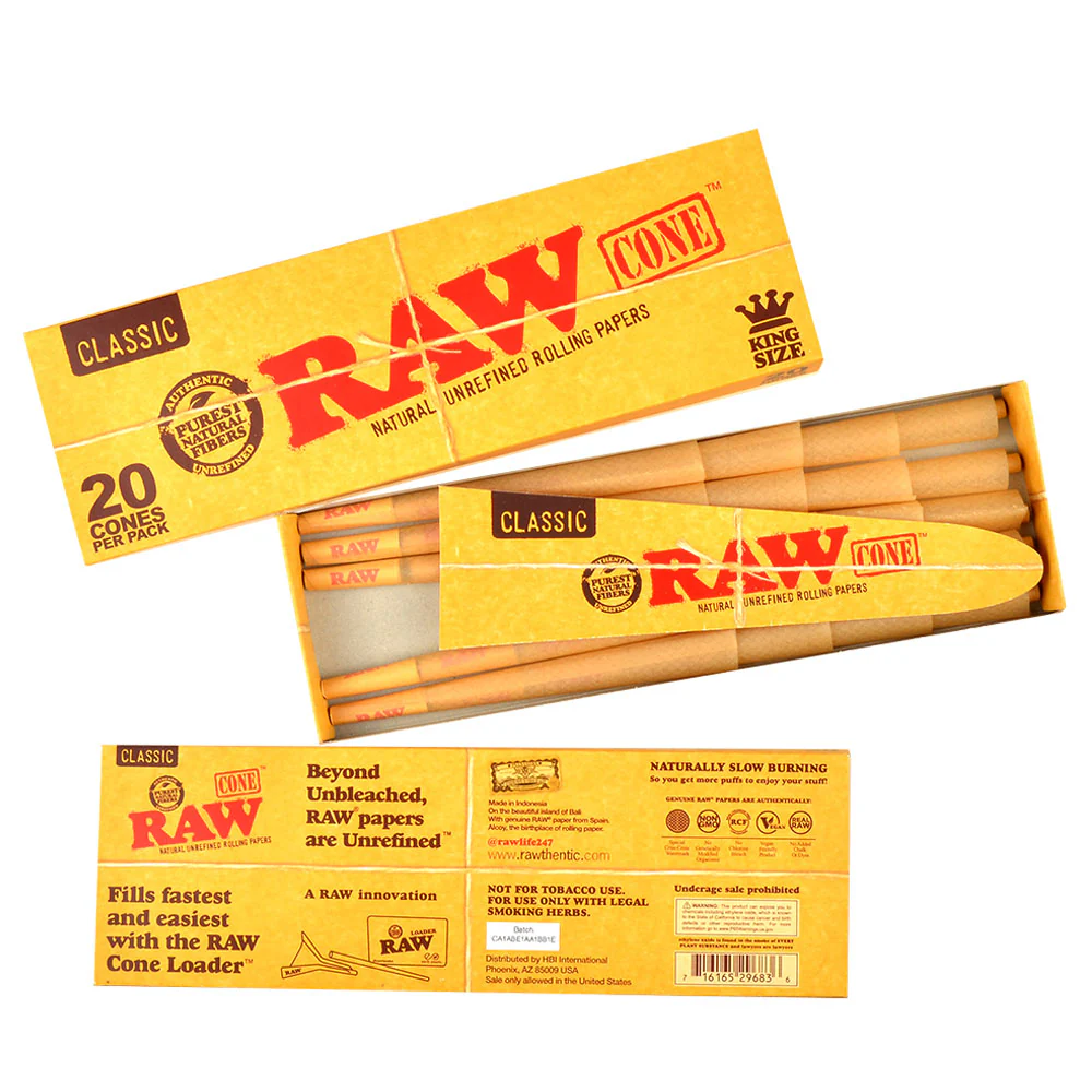 Photograph of product: RAW | Cones | King Size | Classic | 20PK