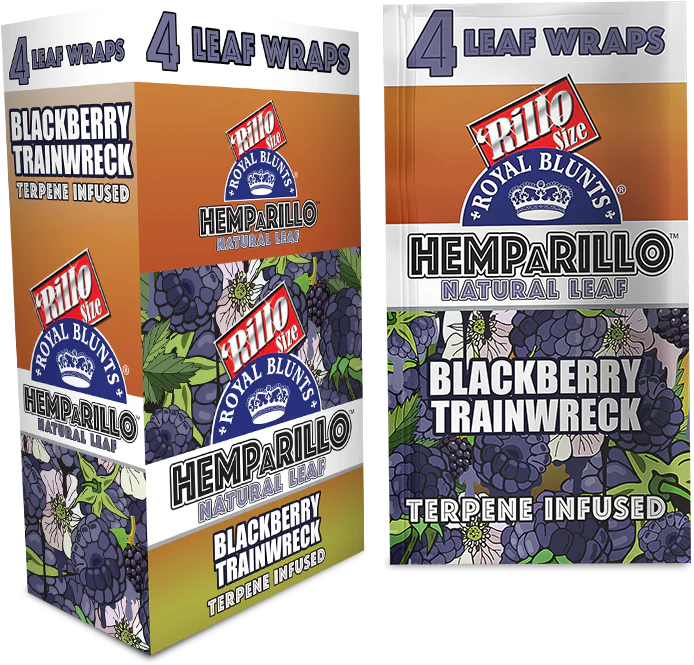 Photograph of product: Royal Blunts Hemparillo Wrap Black Berry Trainwrecks 4pk