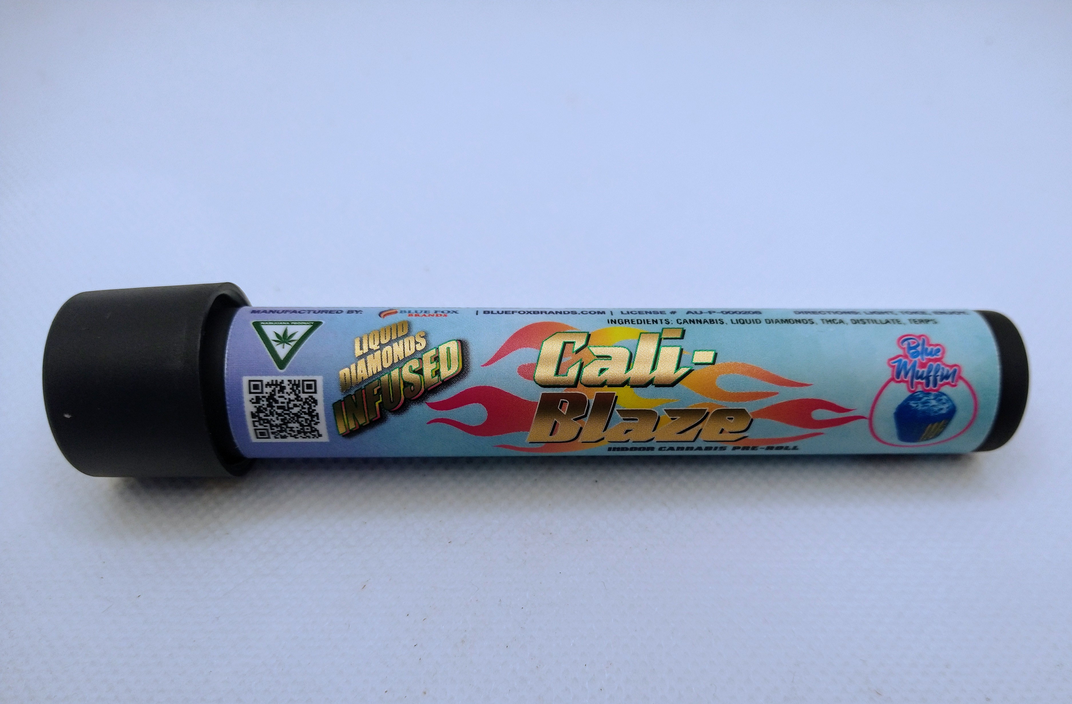 Photograph of product: Cali Blaze | Blue Muffin | Infused Pre Roll Hybrid