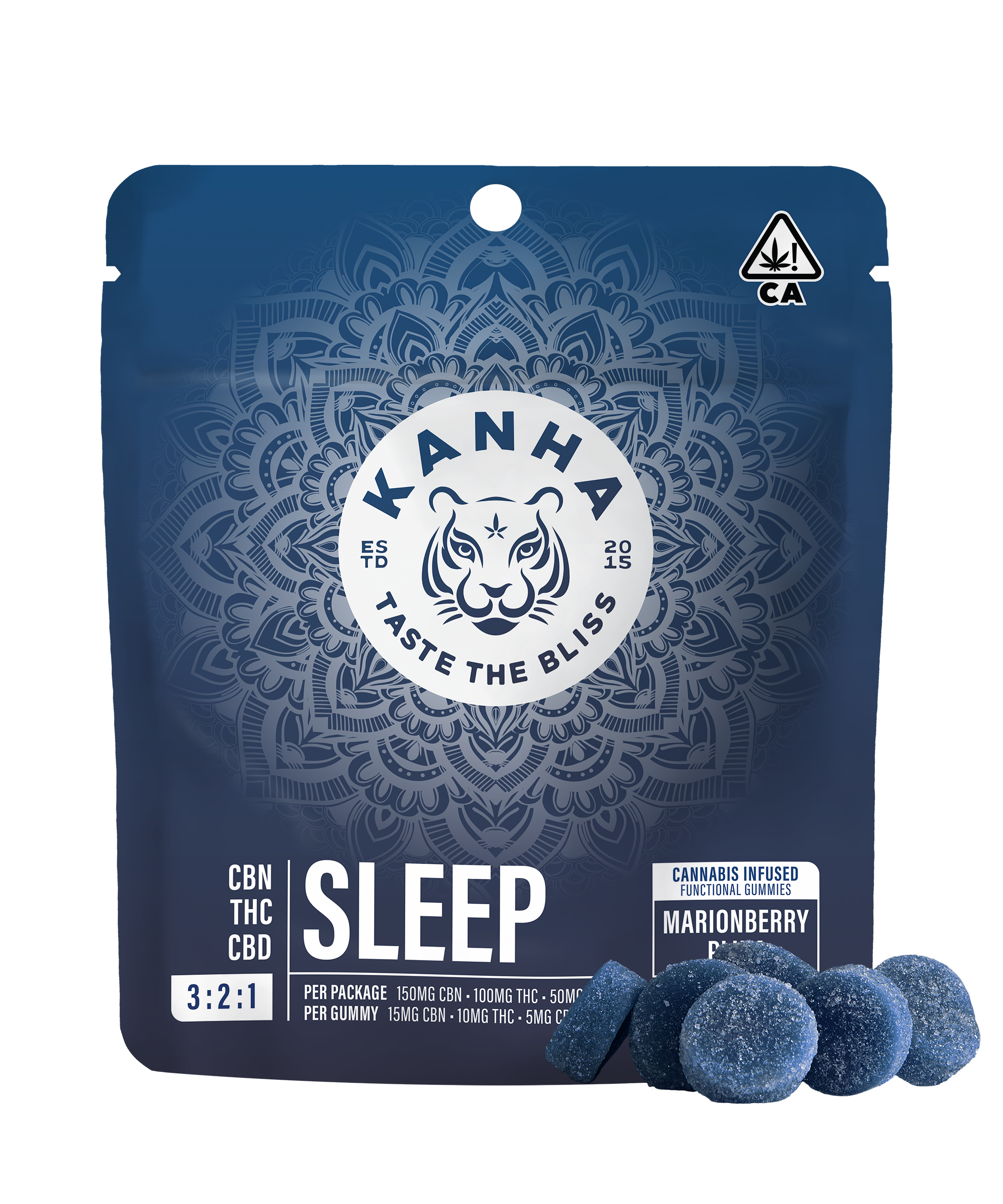 Photograph of product: KANHA GUMMIES EDIBLE - SLEEP MARIONBERRY PLUM 3:2:1 CBN:THC:CBD 150MG:100MG:50MG (10CT)