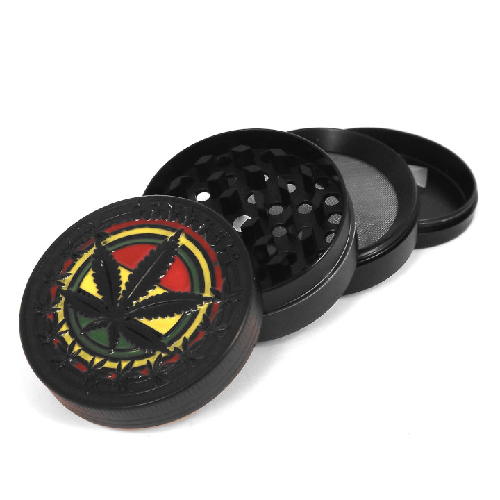 Photograph of product: Metal Grinder | Rasta Leaf | 4pc