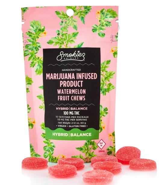 Photograph of product: SMOKIEZ 100MG HYBRID SWEET WATERMELON GUMMIES 10 PACK