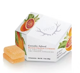 Photograph of product: 100mg 10pc 1:1 TH-oui:CBC Blood Orange - Gummies - Wyld