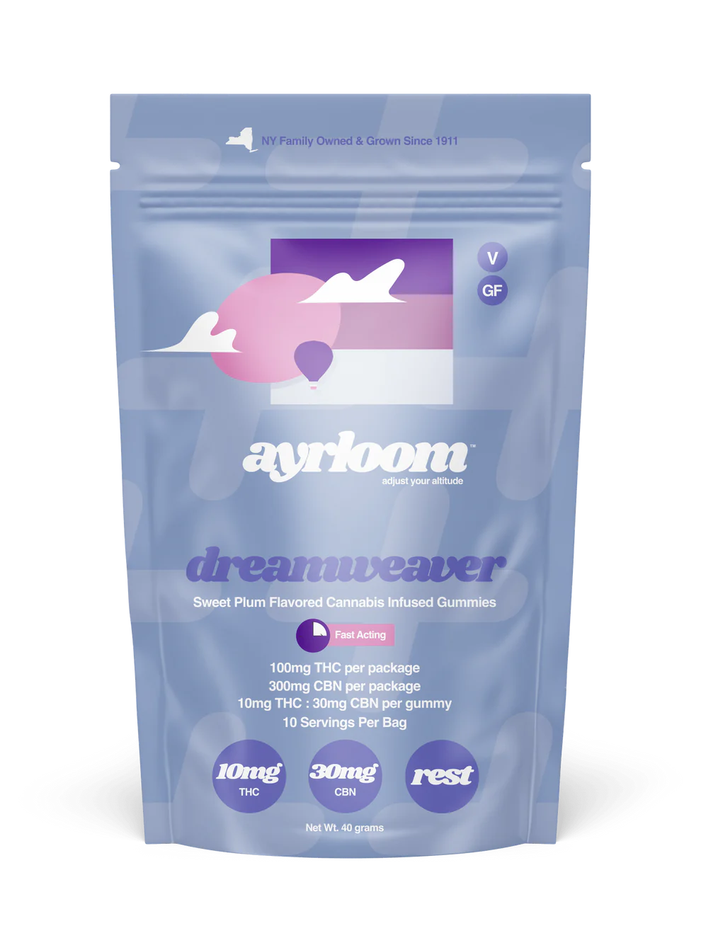 Photograph of product: Ayrloom | Gummies 100mg | 2:3 | TH-oui: CBN | Dreamweaver