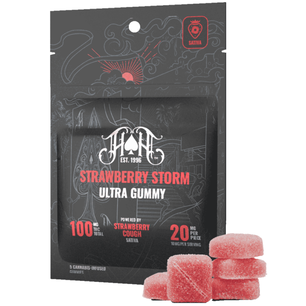 Photograph of product: Heavy Hitters - 5pk- Oui'd Infused Gummies - Strawberry Storm - Oui'd - 20mg TH-oui/pc