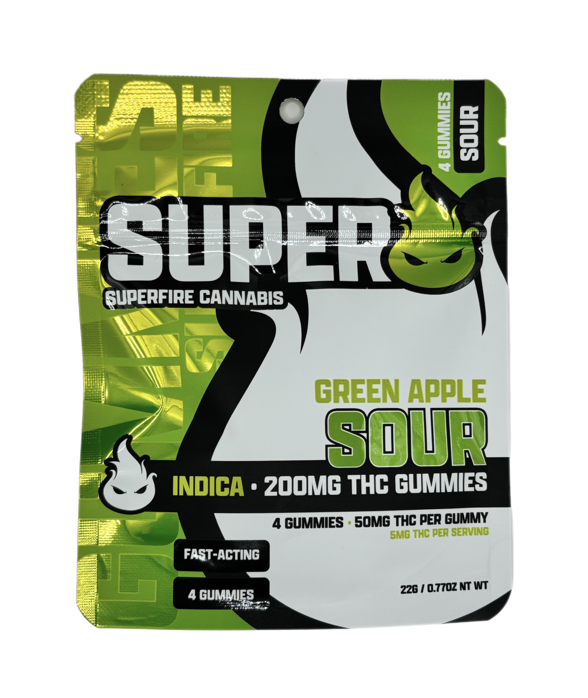 Photograph of product: SUPERFIRE | SOUR GREEN APPLE | GUMMIES | 200MG