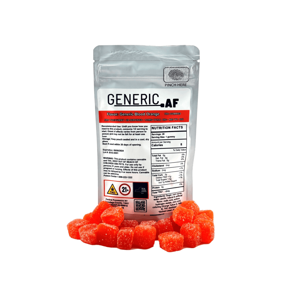 Photograph of Product: Generic AF - Blood Orange - 20 Pack 5MG Gummies (100MG)