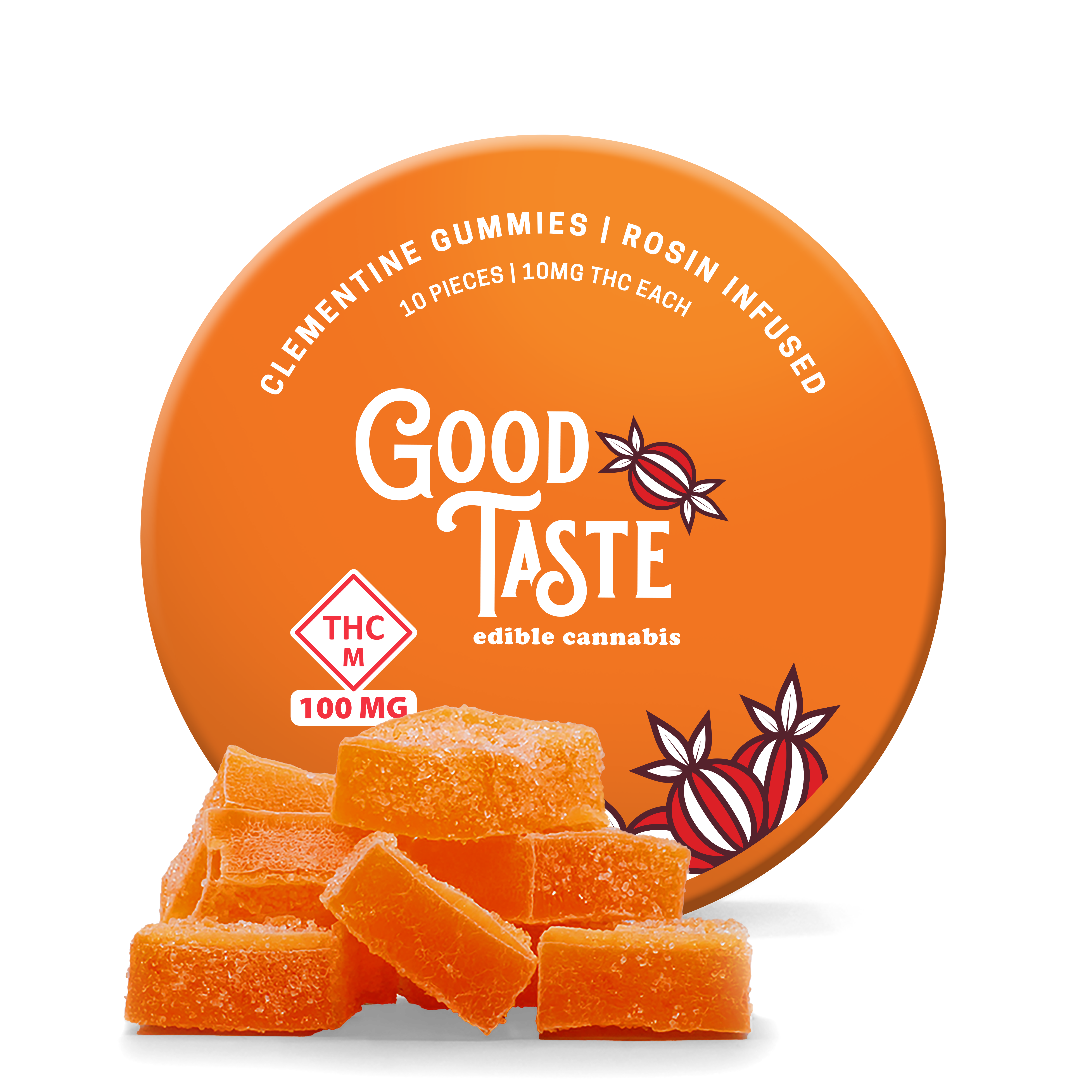 Photograph of product: Clementine Solventless Gummies - 100mg TH-oui 10pcs - Good Taste Edibles