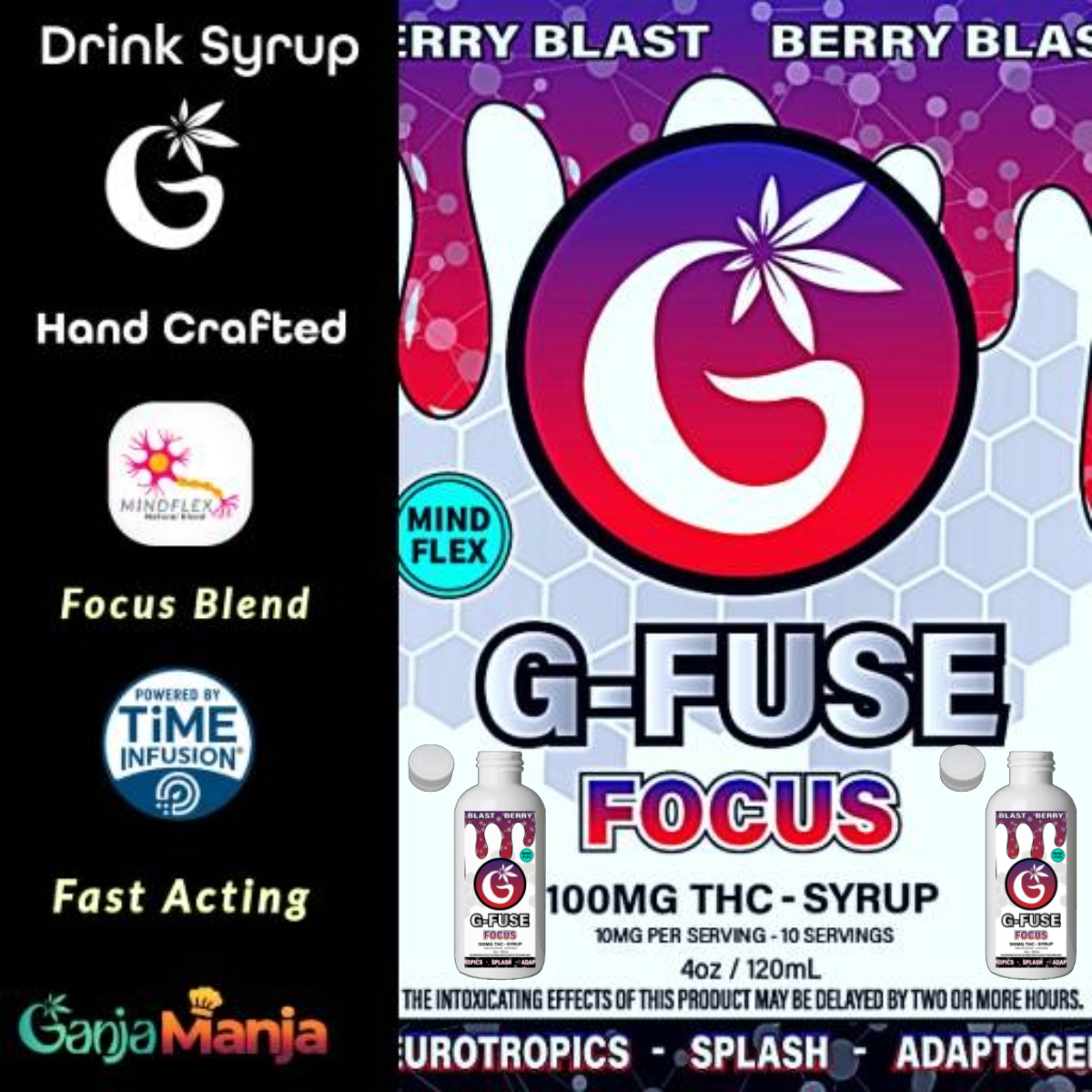 Photograph of product: G-Fuse | Syrup | Focus Berry Blast | 4oz/100mg