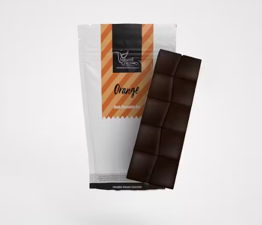 Photograph of product: NATURES GRACE - ORANGE DARK CHOCOLATE BAR (100MG) (S)