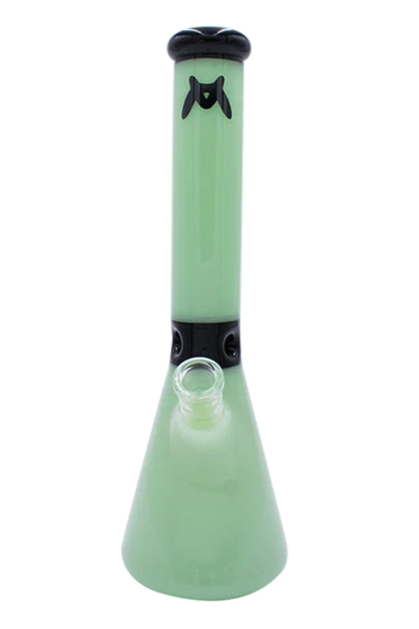 Photograph of product: MAV 13.5" Mini Zebra Beaker Glass Bong Black + Seafoam $130