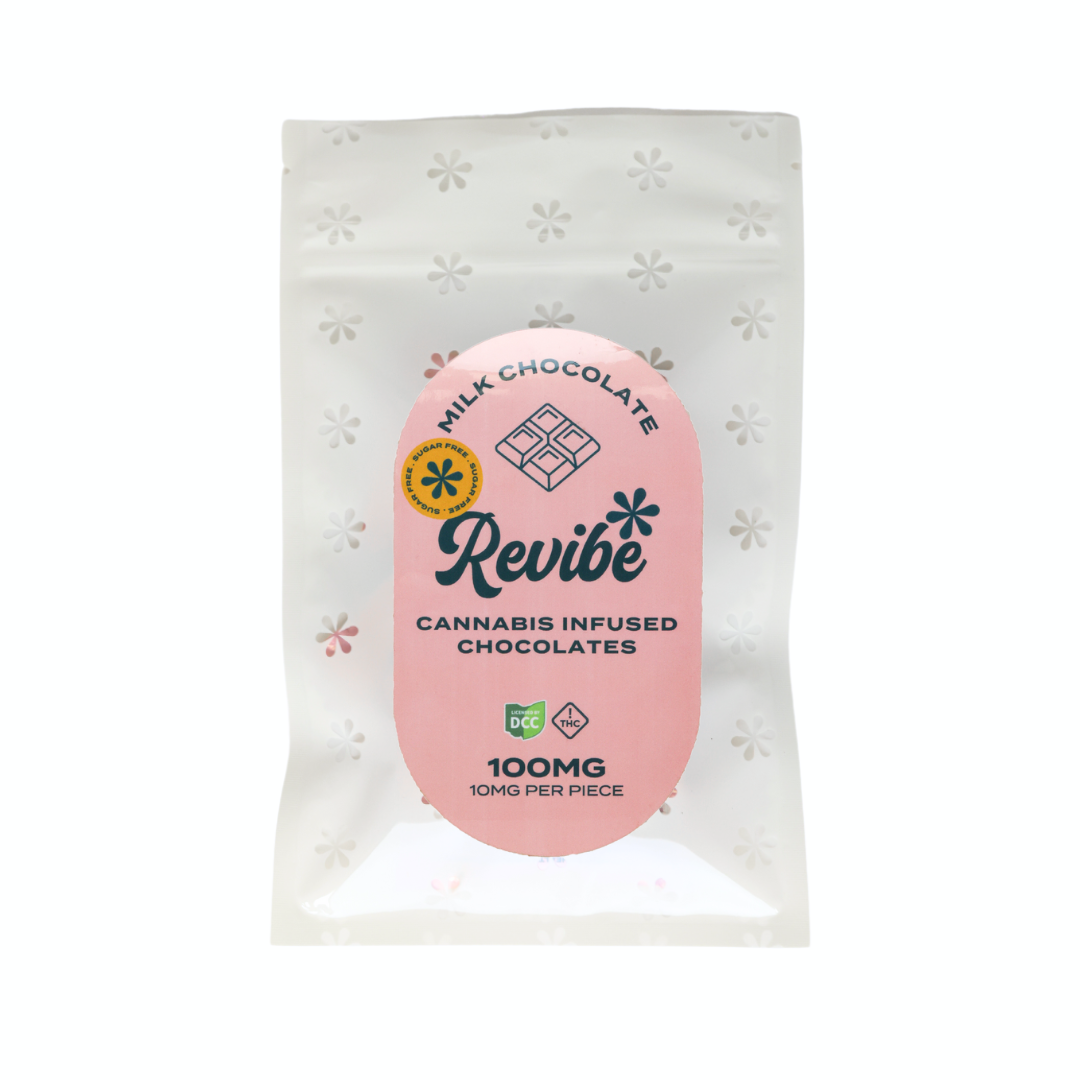 Photograph of product: Revibe - Sugar Free - Milk Chocolate Squares 10pk - 100mg