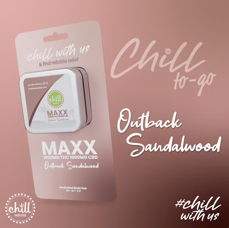 Photograph of product: Chill To-Go Outback Sandalwood Maxx 1:1 (75mg TH-oui:75mg CBD)