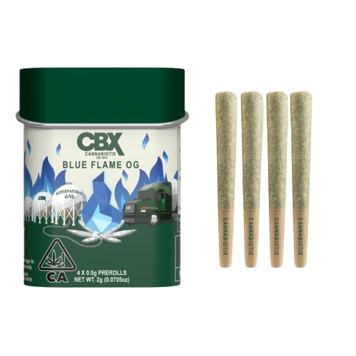 Photograph of product: BLUE FLAME OG | PREROLL 4PK | 0.5G